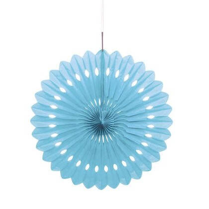 Paper Decorative Fan 16" Power Blue - SKU:63191 - UPC:011179631919 - Party Expo