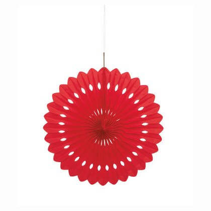 Paper Decorative Fan 16" Red - SKU:64265 - UPC:011179642656 - Party Expo