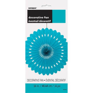 Paper Decorative Fan 16" Teal - SKU:63193 - UPC:011179631933 - Party Expo