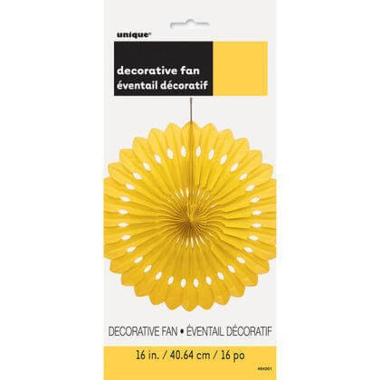 Paper Decorative Fan 16" Yellow - SKU:64261 - UPC:011179642618 - Party Expo