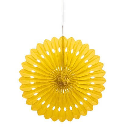 Paper Decorative Fan 16" Yellow - SKU:64261 - UPC:011179642618 - Party Expo