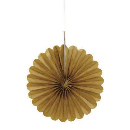 Paper Decorative Fan 6" Gold - 3 ct. - SKU:63263 - UPC:011179632633 - Party Expo