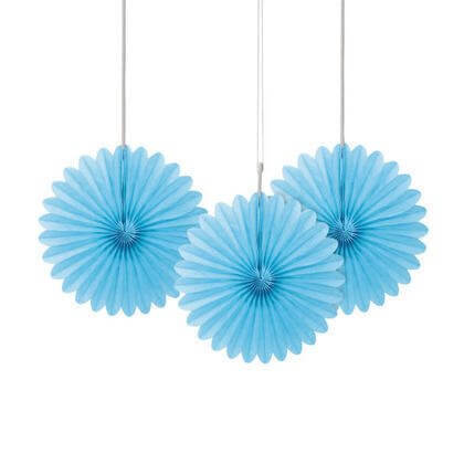 Paper Decorative Fan 6" Powder Blue - 3 ct. - SKU:63251 - UPC:011179632510 - Party Expo