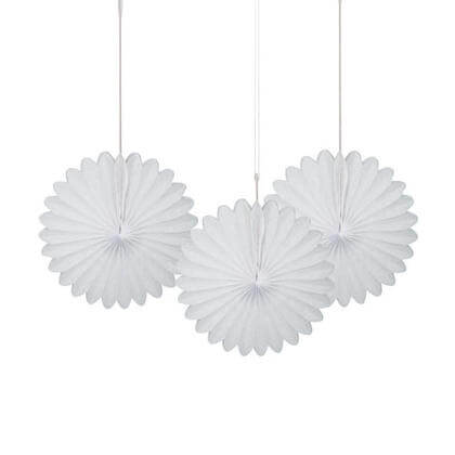 Paper Decorative Fan 6" White - 3 ct. - SKU:63261 - UPC:011179632619 - Party Expo