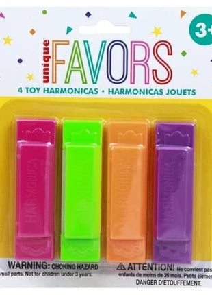 Party Favor Harmonicas (4ct) - SKU:84781 - UPC:011179847815 - Party Expo