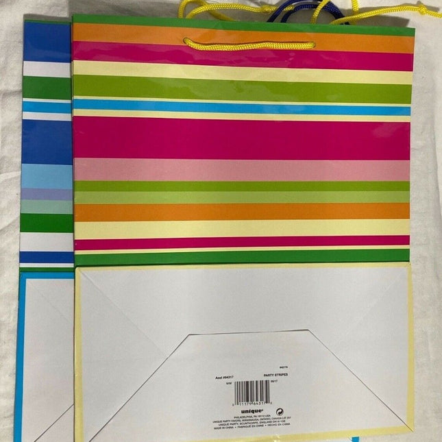 Party Stripes Medium Paper Gift Bags - SKU:64317 - UPC:011179643172 - Party Expo