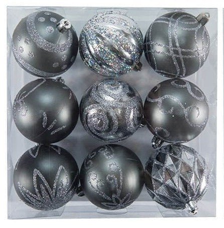 Patterned Boxed Christmas Tree Ornaments (9pcs) - SKU:BOV258 - UPC:677916869276 - Party Expo