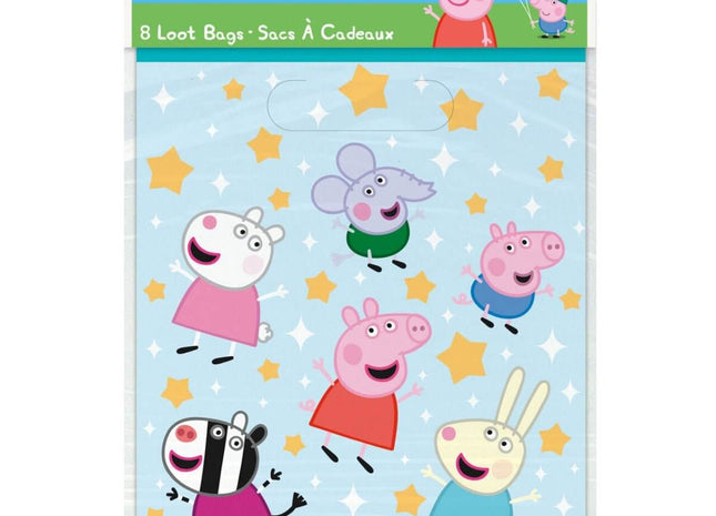 Peppa Pig Plastic Loot Bags (8ct) - SKU:78223 - UPC:011179782239 - Party Expo