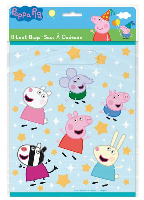 Peppa Pig Plastic Loot Bags (8ct) - SKU:78223 - UPC:011179782239 - Party Expo