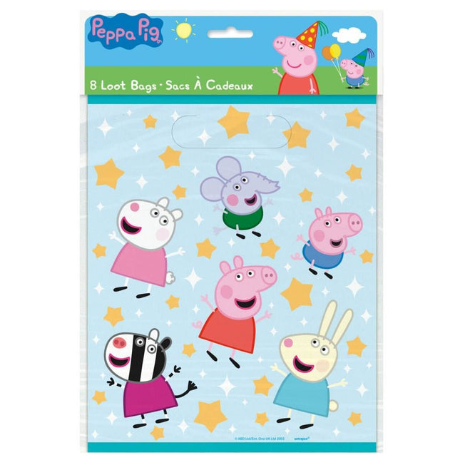 Peppa Pig Plastic Loot Bags (8ct) - SKU:78223 - UPC:011179782239 - Party Expo