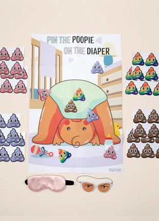 Pin The Poopie On The Diaper Game - Brown - SKU:BRPPD10122 - UPC:850041484167 - Party Expo