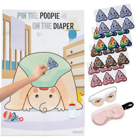 Pin The Poopie On The Diaper Game - Light - SKU:PPD-10102-022 - UPC:850041484105 - Party Expo