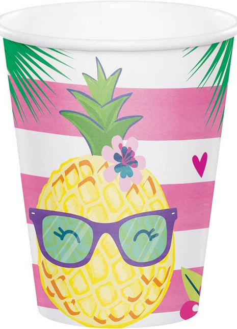 Pineapple N Friends - 9oz Paper Cups (8ct) - SKU:332425 - UPC:039938511319 - Party Expo