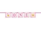 Pink & Gold 1st Birthday Floral Banner - SKU:58157 - UPC:011179581573 - Party Expo