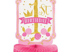 Pink & Gold 1st Birthday Paper Honeycomb Centerpiece - SKU:58158 - UPC:011179581580 - Party Expo
