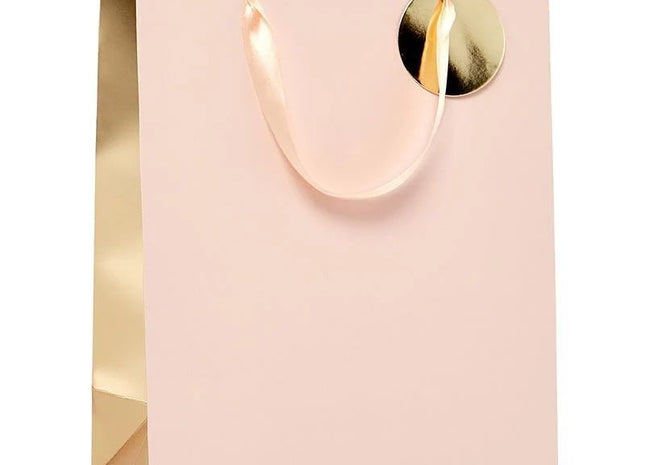 Pink & Gold Two-Tone Metallic Euro Totes Giftbag - SKU: - UPC:244751436521 - Party Expo