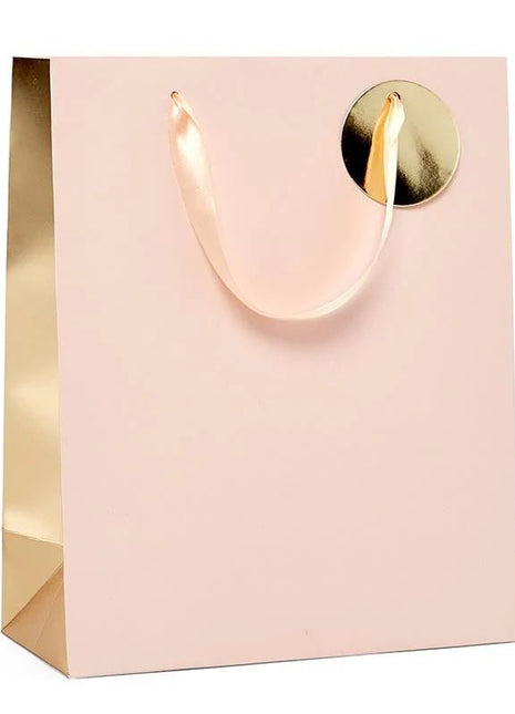 Pink & Gold Two-Tone Metallic Euro Totes Giftbag - SKU: - UPC:244751436521 - Party Expo