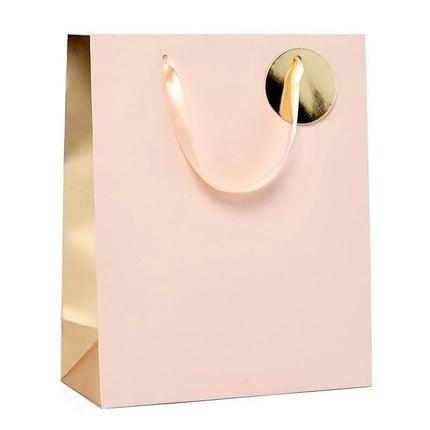 Pink & Gold Two-Tone Metallic Euro Totes Giftbag - SKU: - UPC:244751436521 - Party Expo