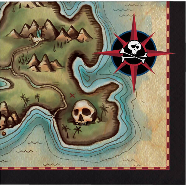 Pirates Map Beverage Napkins (16ct) - SKU:655969 - UPC:039938217518 - Party Expo