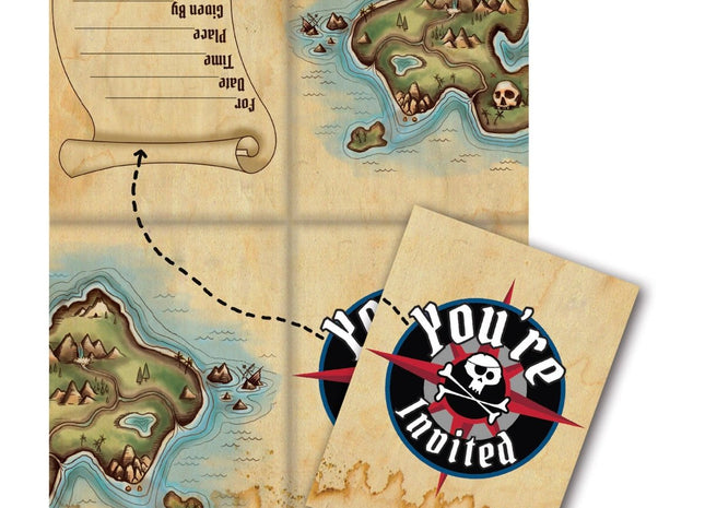 Pirate's Map Invitations - SKU:895969 - UPC:039938217587 - Party Expo