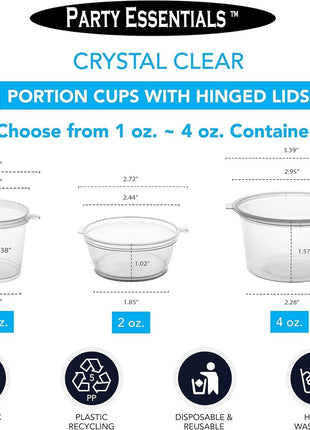 Portion Cup with Hinged Lid - SKU:N410031 - UPC:098382660028 - Party Expo