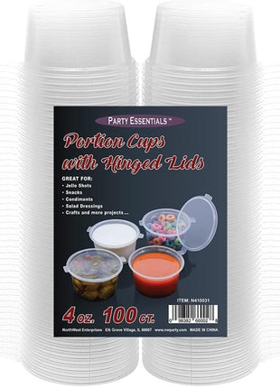 Portion Cup with Hinged Lid - SKU:N410031 - UPC:098382660028 - Party Expo