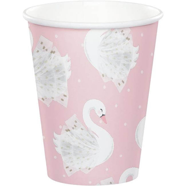 Pretty Stylish Swan - 9oz Paper Cups (8ct) - SKU:343969 - UPC:039938681302 - Party Expo