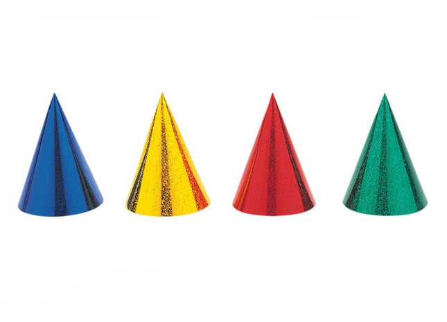 Prismatic Party Hats (8ct) - SKU:9302 - UPC:011179093021 - Party Expo