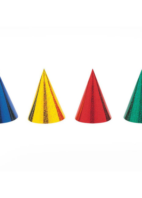 Prismatic Party Hats (8ct) - SKU:9302 - UPC:011179093021 - Party Expo