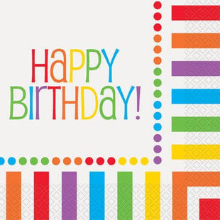 Rainbow Birthday - Birthday Lunch Napkins (16ct) - SKU:47112 - UPC:011179471126 - Party Expo