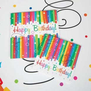 Rainbow Birthday Party Beverage Napkins (16ct) - SKU:49561 - UPC:011179495610 - Party Expo