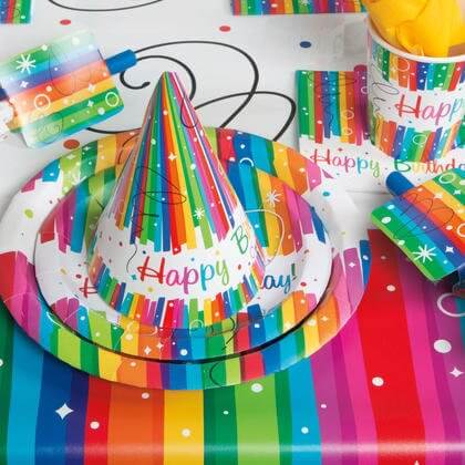 Rainbow Birthday Party Beverage Napkins (16ct) - SKU:49561 - UPC:011179495610 - Party Expo