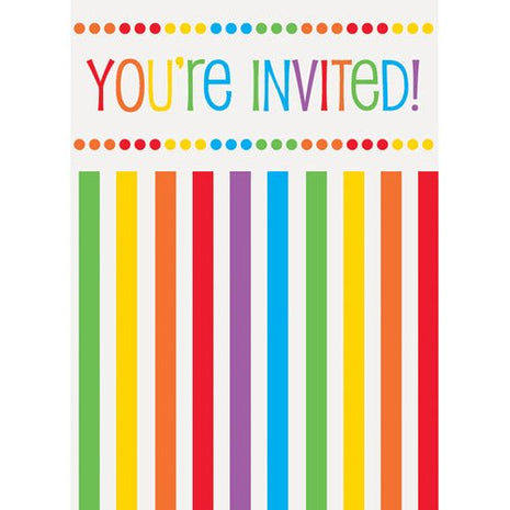 Rainbow Birthday Party Invitations - SKU:47124 - UPC:011179471249 - Party Expo