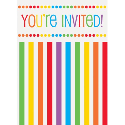 Rainbow Birthday Party Invitations - SKU:47124 - UPC:011179471249 - Party Expo