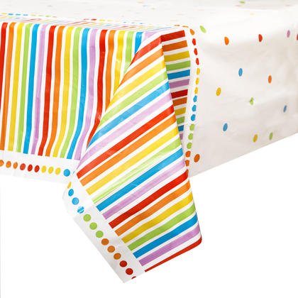 Rainbow Birthday Party Plastic Tablecover - SKU:47113 - UPC:011179471133 - Party Expo