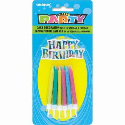 Rainbow Cake Topper with Birthday Candles - SKU:1960 - UPC:011179019601 - Party Expo