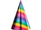 Rainbow Foil Birthday Cone Hat - SKU:331790 - UPC:039938503734 - Party Expo