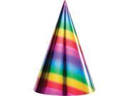 Rainbow Foil Birthday Cone Hat - SKU:331790 - UPC:039938503734 - Party Expo