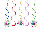 Rainbow Foil Birthday Swirl Danglers - SKU:331783 - UPC:039938503666 - Party Expo