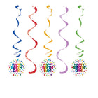 Rainbow Foil Birthday Swirl Danglers - SKU:331783 - UPC:039938503666 - Party Expo