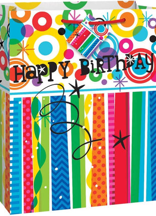 Rainbow Happy Birthday Gift Bag (1ct) - SKU:62813 - UPC:011179628131 - Party Expo