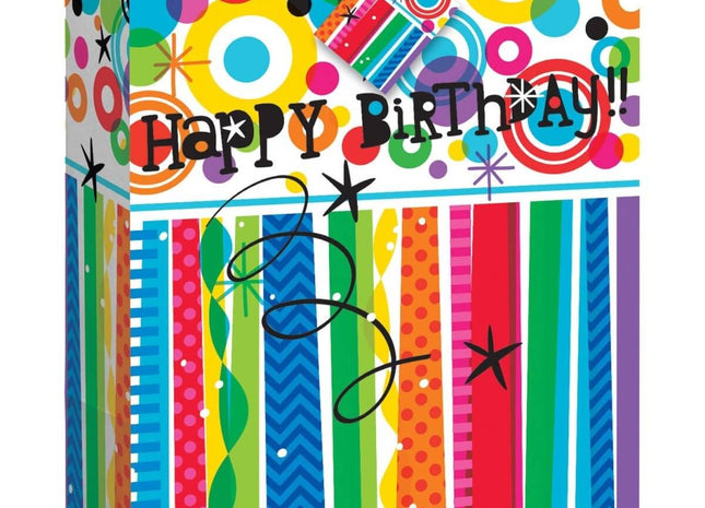 Rainbow Happy Birthday Gift Bag (1ct) - SKU:62813 - UPC:011179628131 - Party Expo