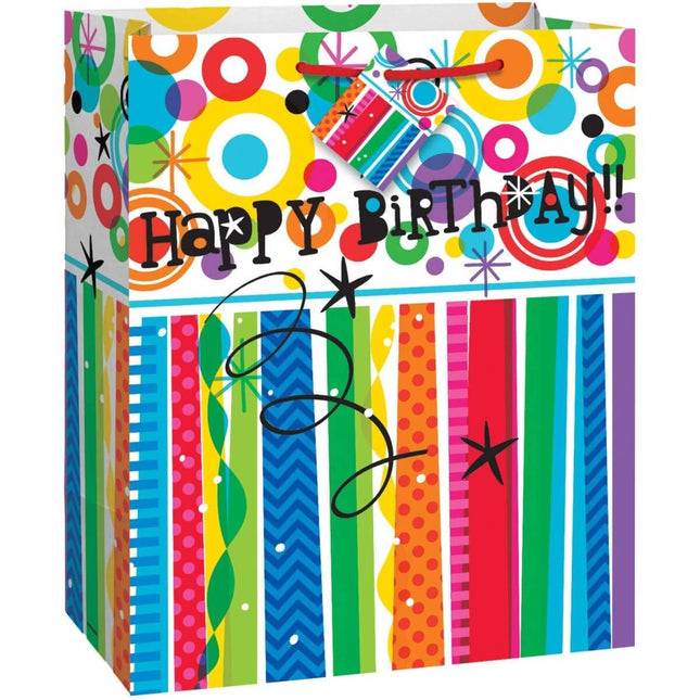 Rainbow Happy Birthday Gift Bag (1ct) - SKU:62813 - UPC:011179628131 - Party Expo