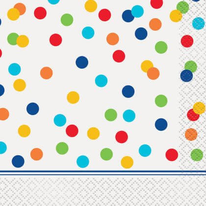 Rainbow Polka Dot Beverage Napkins (16ct) - SKU:58251 - UPC:011179582518 - Party Expo