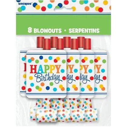 Rainbow Polka Dot Blowouts - Party Expo