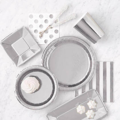 Rectangular Silver Appetizer Plates (8ct) - SKU:51675 - UPC:011179516759 - Party Expo