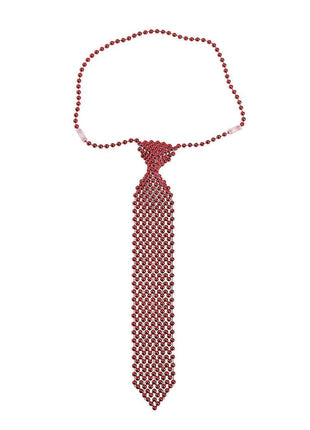 Red Beaded Tie Necklace - SKU:3L-13777018 - UPC:889070843744 - Party Expo