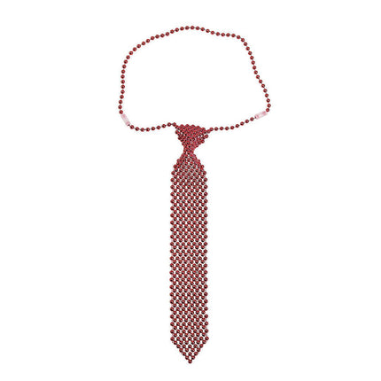Red Beaded Tie Necklace - SKU:3L-13777018 - UPC:889070843744 - Party Expo