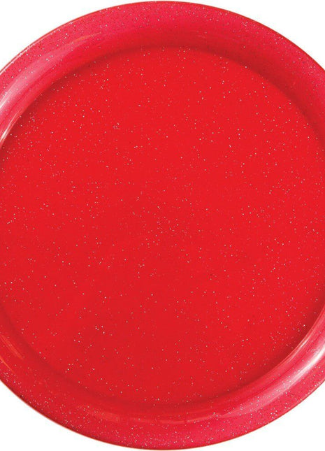 Red Glitter Round Plastic Tray - SKU:325474 - UPC:039938427764 - Party Expo