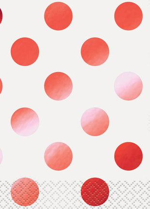 Red Polka Dot Paper Beverage Napkins (16ct) - SKU:51641 - UPC:011179516414 - Party Expo